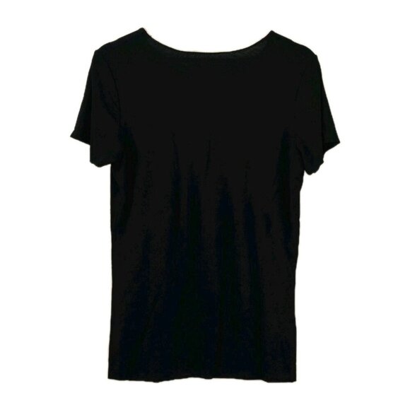 Lida Baday Top Women XL Black SS Round Neck Monochrome Office Goth Minimalist - Picture 2 of 13